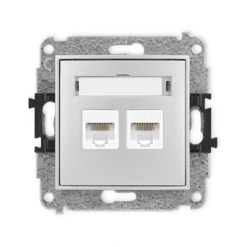 Mechanizm gniazda komputerowego podwójnego 2xRJ45, kat. 5e, 8-stykowy Karlik seria ICON 7IGK-2 kolor srebrny metalik