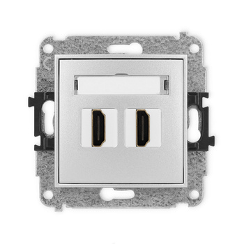 Mechanizm gniazda podwójnego HDMI 2.0, 4K Karlik seria ICON 7IHDMI-4 kolor srebrny metalik