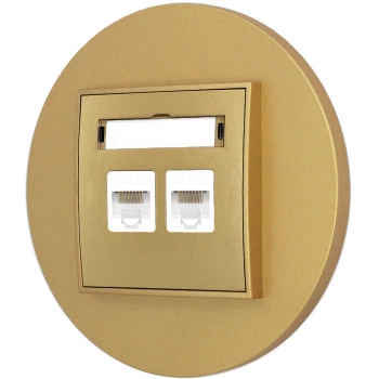 Gniazdo internetowe rj45 2x z ramką okrągłą seria MINI kolor złoty