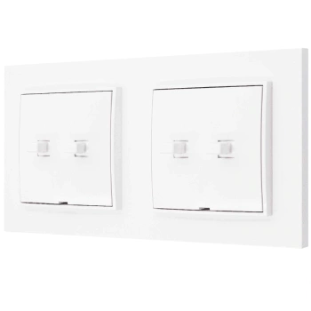 Dwa włączniki podwójne w stylu USA ramka kwadratowa seria Mini kolor biały mat