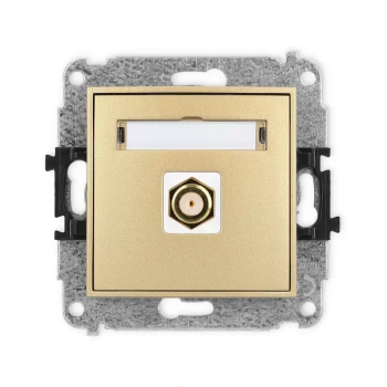 Mechanizm gniazda antenowego pojedynczego typu F SAT pozłacany Karlik seria MINI 29MGF-1.1 kolor złoty