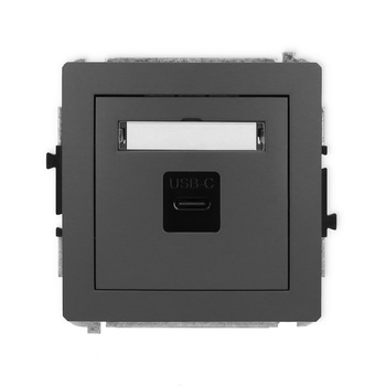 Mechanizm gniazda pojedynczego 1xUSB C-C Karlik seria DECO 28DGUSB-7 kolor grafitowy mat