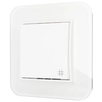 Włącznik krzyżowy z ramką zaokrągloną efekt szkła seria ICON kolor biały