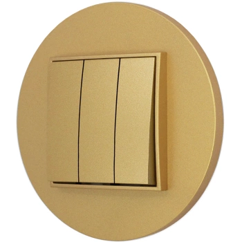 Włącznik potrójny z ramką okrągłą seria MINI kolor złoty