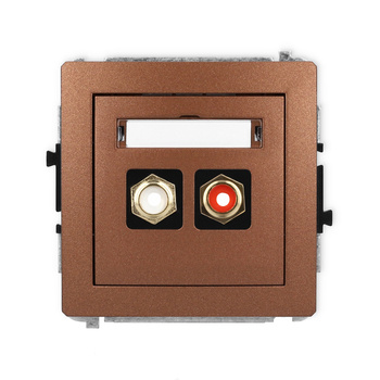 Mechanizm gniazda podwójnego RCA typu cinch - biały i czerwony, pozłacany Karlik seria DECO 9DGRCA-2 kolor brązowy metalik