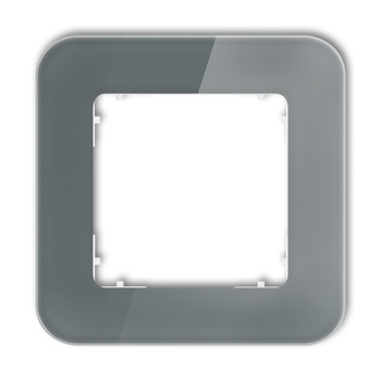 Ramka uniwersalna pojedyncza zaokrąglona - efekt szkła ramka: grafitowa spód: biały Karlik seria ICON 28-0-IRSZ-1 kolor grafitowy