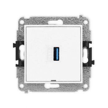 Mechanizm gniazda pojedynczego USB A-A 3.0, bez pola opisowego Karlik seria ICON IGUSBBO-5 kolor biały