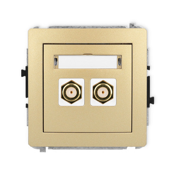 Mechanizm gniazda antenowego podwójnego typu F SAT pozłacany Karlik seria DECO 29DGF-2.1 kolor złoty