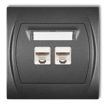 Gniazdo komputerowe podwójne 1xRJ45, kat. 5e, 8-stykowy Karlik seria LOGO 11LGK-2 kolor grafitowy