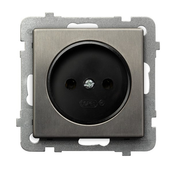 Gniazdo pojedyncze seria SONATA STAL INOX kolor Stal inox symbol GP-1RM/m/37