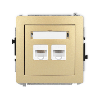 Mechanizm gniazda komputerowego podwójnego 2xRJ45, kat. 5e, 8-stykowy Karlik seria DECO 29DGK-2 kolor złoty