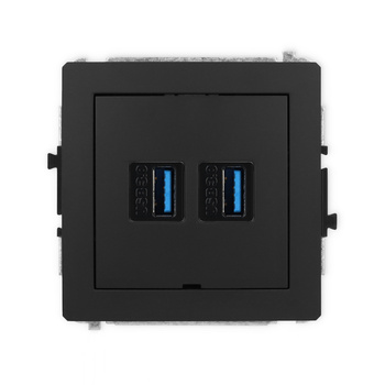 Mechanizm gniazda podwójnego 2xUSB A-A 3.0, bez pola opisowego Karlik seria DECO 12DGUSBBO-6 kolor czarny mat