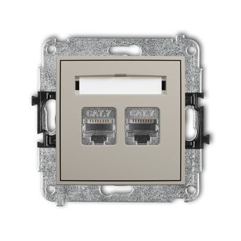 Mechanizm gniazda komputerowego podwójnego 2xRJ45, kat. 7, ekranowany, 8-stykowy Karlik seria ICON 60IGK-10 kolor taupe