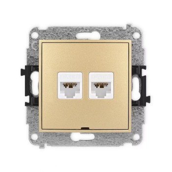 Mechanizm gniazda komputerowego podwójnego 2xRJ45, kat. 6A, 8-stykowy, bez pola opisowego Karlik seria ICON 29IGKBO-8 kolor złoty