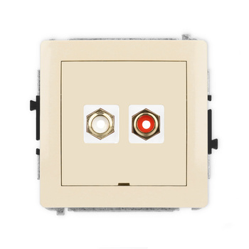 Mechanizm gniazda podwójnego RCA, bez pola opisowego typu cinch - biały i czerwony, pozłacany Karlik seria DECO 1DGRCABO-2 kolor beżowy