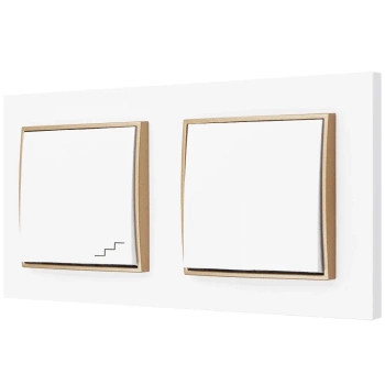 Włącznik światła pojedynczy i schodowy kolor biały/złoty