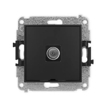 Mechanizm gniazda antenowego pojedynczego TV, bez pola opisowego Karlik seria MINI 12MGTVBO-1 kolor czarny mat