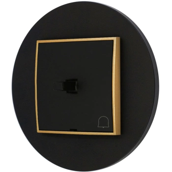 Włącznik dzwonkowy w stylu USA ramka okrągła seria Mini kolor czarny mat/złoty