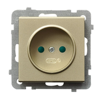 Gniazdo pojedyncze z przesłonami torów prądowych seria SONATA kolor Szampański złoty symbol GP-1RP/m/39