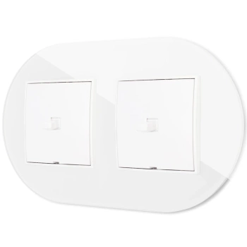 Dwa włączniki pojedyncze w stylu USA ramka okrągła efekt szkła seria ICON kolor biały