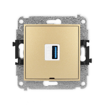 Mechanizm gniazda pojedynczego USB A-A 3.0, bez pola opisowego Karlik seria ICON 29IGUSBBO-5 kolor złoty