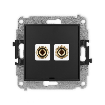 Mechanizm gniazda głośnikowego pojedynczego, bez pola opisowego typu banan - czerwony i czarny, pozłacany, 4 mm2, do lutowania Karlik seria ICON 12IGGBO-3 kolor czarny mat