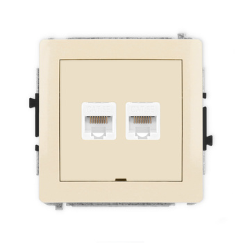 Mechanizm gniazda komputerowego podwójnego 2xRJ45, kat. 5e, 8-stykowy, bez pola opisowego Karlik seria DECO 1DGKBO-2 kolor beżowy