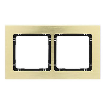 Ramka uniwersalna podwójna - aluminium szczotkowane ramka: kolor mosiężny; spód: czarny Karlik seria DECO 8-12-DRA-2 kolor mosiężny