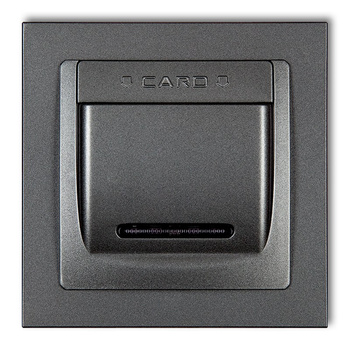 Łącznik hotelowy z ramką uniwersalną pojedynczą z tworzywa DECO Karlik seria DECO 11DSH-1 kolor grafitowy