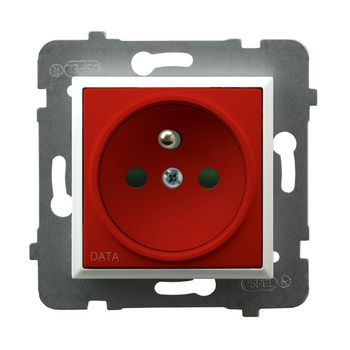 Gniazdo pojedyncze z uziemieniem DATA z przesłonami torów prądowych seria ARIA kolor Biały symbol GP-1UZDP/m/00/22