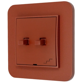 Włącznik schodowy podwójny w stylu USA ramka zaokrąglona seria Mini kolor terakota