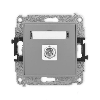 Mechanizm gniazda antenowego pojedynczego typu F SAT niklowany Karlik seria ICON 27IGF-1 kolor szary mat