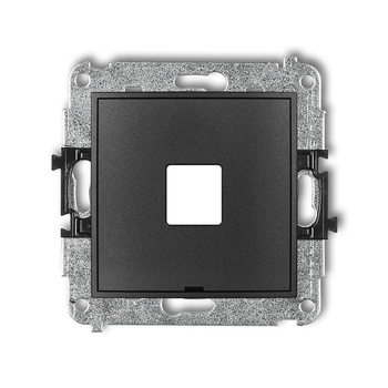 Mechanizm gniazda multimedialnego pojedynczego bez modułu, bez pola opisowego standard Keystone Karlik seria ICON 11IGMBO-1P kolor grafitowy