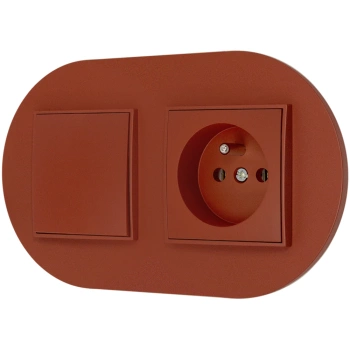 Włącznik pojedynczy z gniazdem pojedynczym z ramką okrągłą seria MINI kolor terakota
