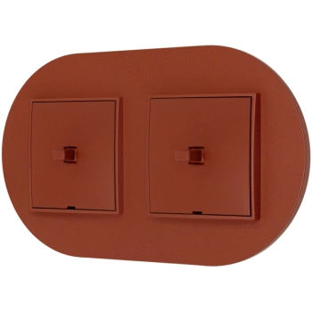 Dwa włączniki pojedyncze w stylu USA ramka okrągła seria Mini kolor terakota