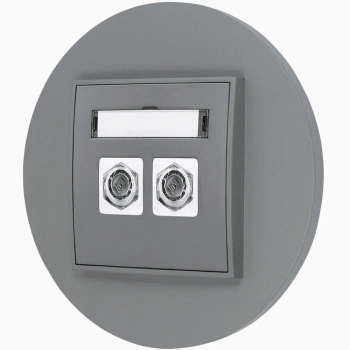 Gniazdo antenowe 2x z ramką okrągłą seria MINI kolor szary mat