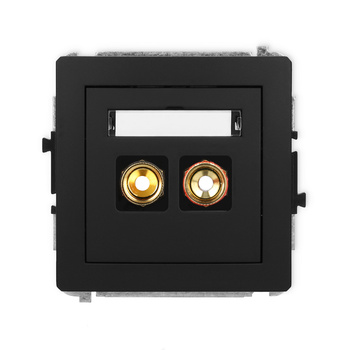 Mechanizm gniazda głośnikowego pojedynczego typu banan - czerwony i czarny, pozłacany, 4 mm2, skręcany Karlik seria DECO 12DGG-4 kolor czarny mat