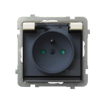 Gniazdo bryzgoszczelne z uziemieniem IP-44 z przesłonami torów prądowych wieczko przezroczyste seria SONATA kolor Ecru symbol GPH-1RZP/m/27/d