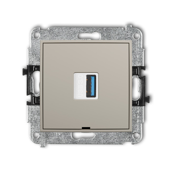 Mechanizm gniazda pojedynczego USB A-A 3.0, bez pola opisowego Karlik seria ICON 60IGUSBBO-5 kolor taupe