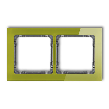 Ramka uniwersalna podwójna - efekt szkła ramka zielona; spód grafitowy Karlik seria DECO 2-11-DRS-2 kolor zielony