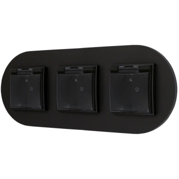 Trzy gniazda hermetyczne z ramką okrągłą seria MINI kolor czarny mat