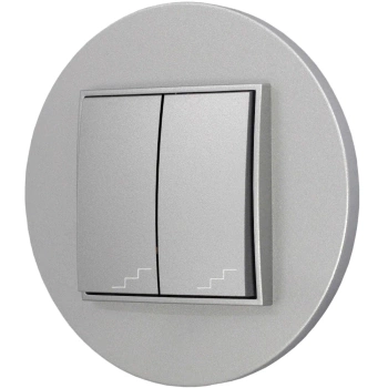 Włącznik schodowy podwójny z ramką okrągłą seria MINI kolor srebrny
