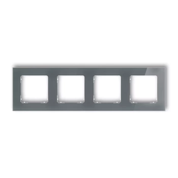 Ramka uniwersalna poczwórna kwadratowa - efekt szkła ramka: grafitowa; spód: biały Karlik seria ICON 28-0-IRSK-4 kolor grafitowy