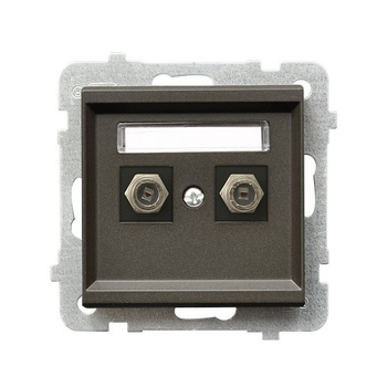 Gniazdo antenowe typu F podwójne seria SONATA kolor Czekoladowy metalik symbol GPA-2RF/m/40