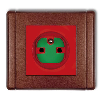 Gniazdo pojedyncze z uziemieniem 2P+Z DATA z kluczem Karlik seria FLEXI 9FGZK kolor czerwony