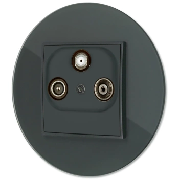 Gniazdo rtv-sat z ramką okrągłą efekt szkła seria ICON kolor grafitowy mat