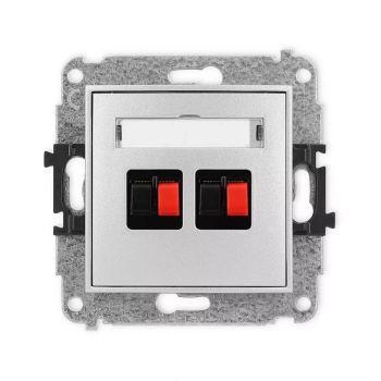 Mechanizm gniazda głośnikowego podwójnego Karlik seria ICON 7IGG-2 kolor srebrny metalik