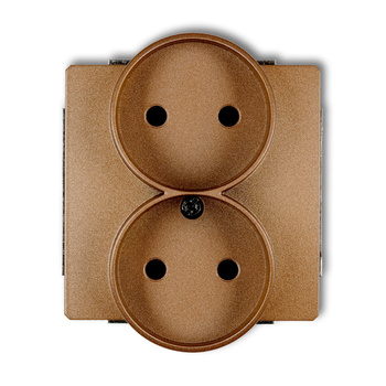 Mechanizm gniazda podwójnego do ramki DECO Soft bez uziemienia 2x2P z przesłonami torów Karlik seria DECO 8DGPRSO-2p kolor złoty metalik