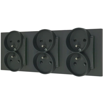 Trzy gniazda podwójne z ramką prostą seria MINI kolor grafitowy mat