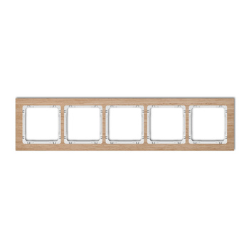 Ramka uniwersalna pięciokrotna - efekt drewna ramka dąb; spód biały Karlik seria DECO DRD-5I kolor efekt dębu